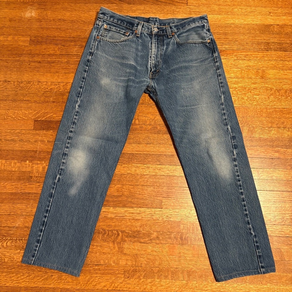 Levi's 505 Regular Fit Straight Leg‎ Blue Denim Jeans Mens W36 L34